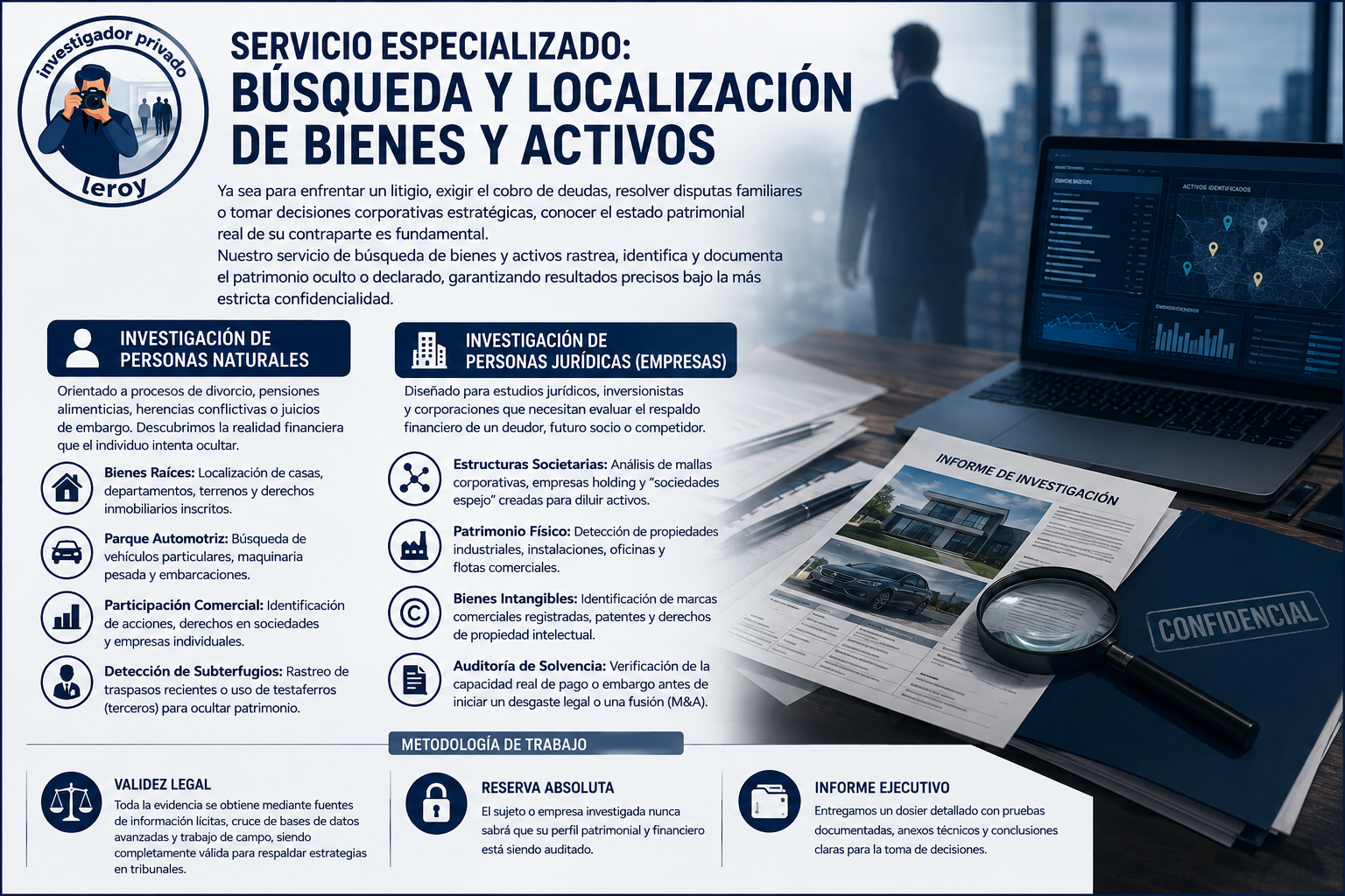 Investigador privado experto en búsqueda de bienes y activos para personas naturales y jurídicas en Chile